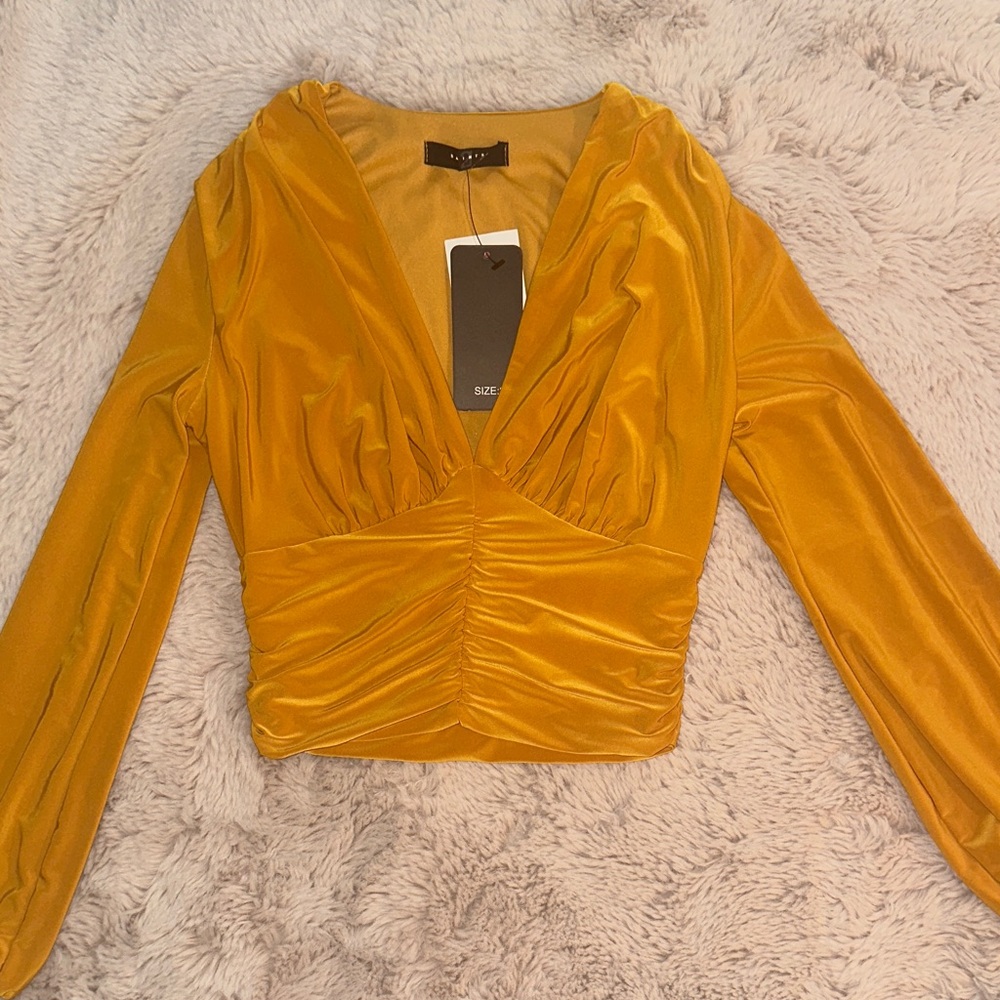 T.J.Maxx Golden Ruched Blouse